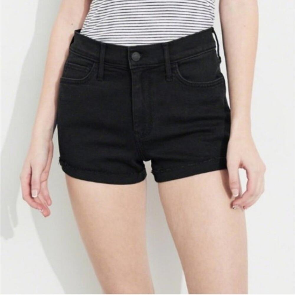 Hollister High Rise Short Shorts Black Denim Women's Size 5 / 27